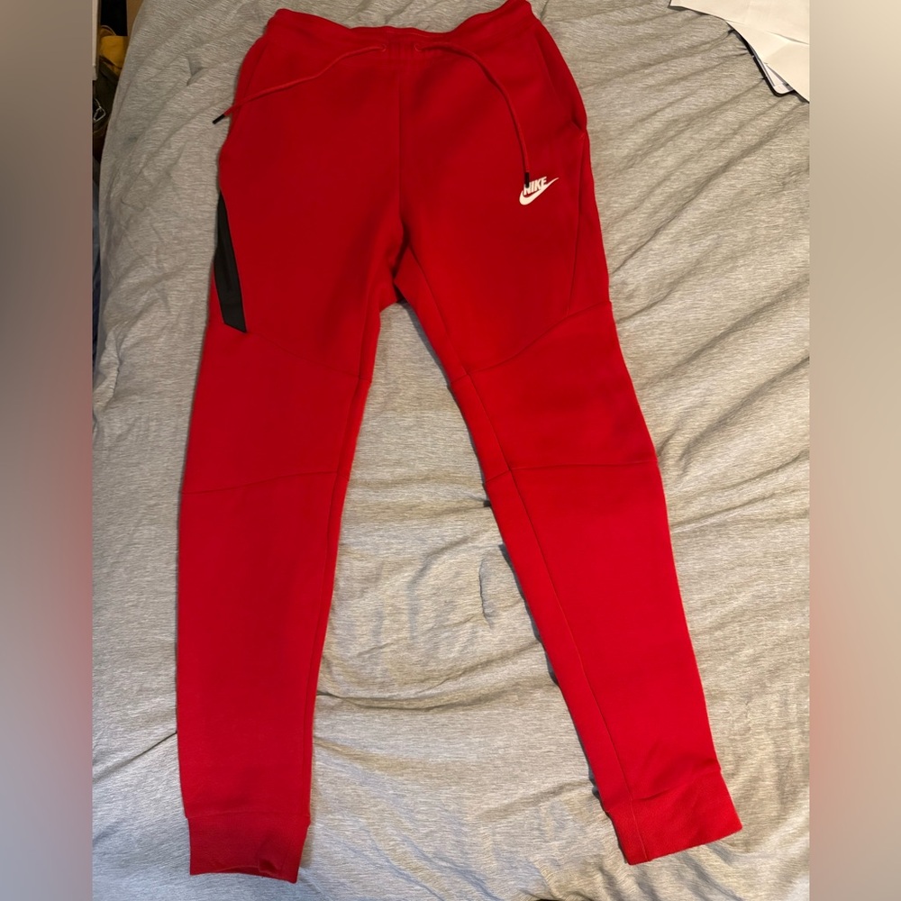 Nike Tech Fleece Kids Red and Black Sweatpants
